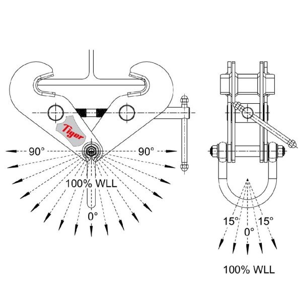 Manual Hoisting Specialist Range XBF Spark Resistant Fixed Jaw Beam Clamp with Shackle - Image 2